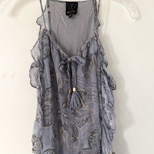 Ella Moss Silk Flowing Tank | Ruffled Trim | S